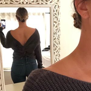 Gray Sweater With Back Knot